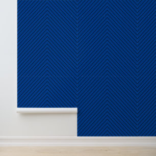 Dark Navy Royal Blue Chevron Zigzag Stripes Wallpaper