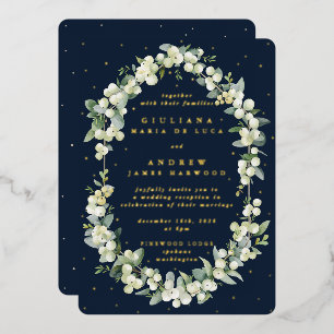 Dark Navy Snowberry+Eucalyptus Reception Only