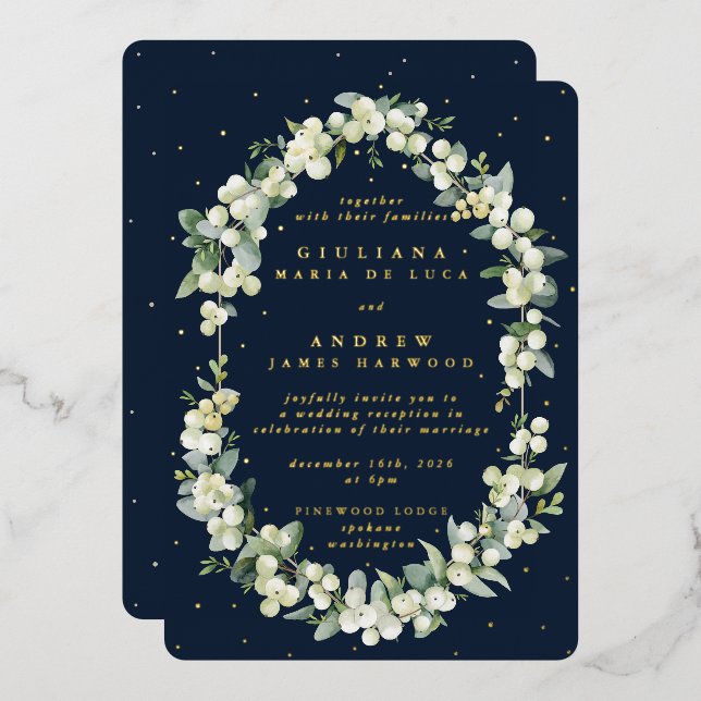 Dark Navy Snowberry+Eucalyptus Reception Only (Front/Back)