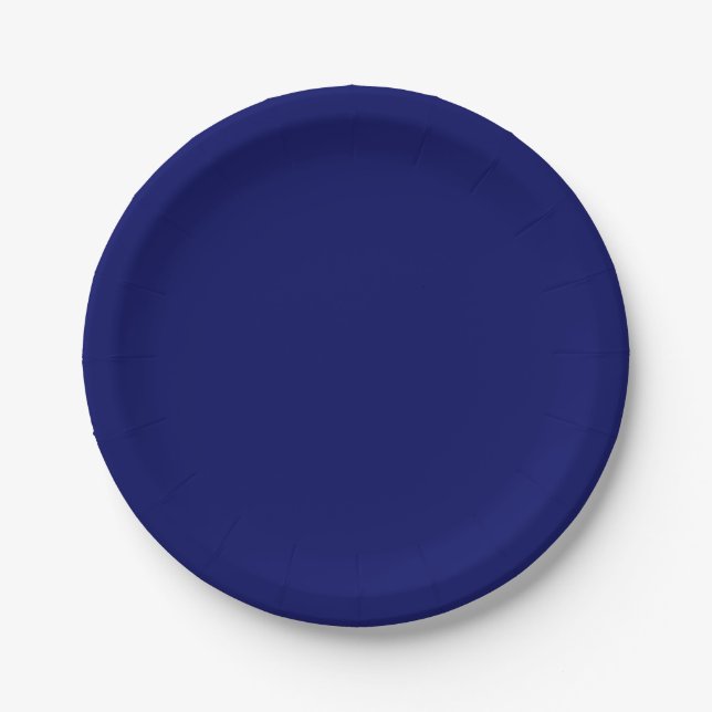 Dark Navy Solid Colour Paper Plate (Front)