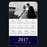 Dark Navy Stripe | Elegant 2017 Photo Calendar Magnet<br><div class="desc">This stylish and modern calendar magnet features a stripe of dark navy blue at the bottom,  with your personal photo at the top. Add your name using the template to make it your own.</div>