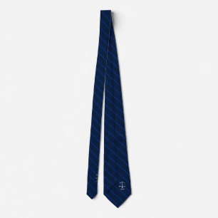 Dark Navy Striped Custom Initials Lawyer Dual Side Tie