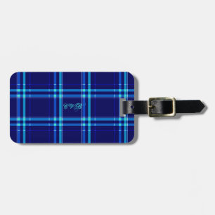 Dark Navy & Turquoise Plaid Luggage Tag