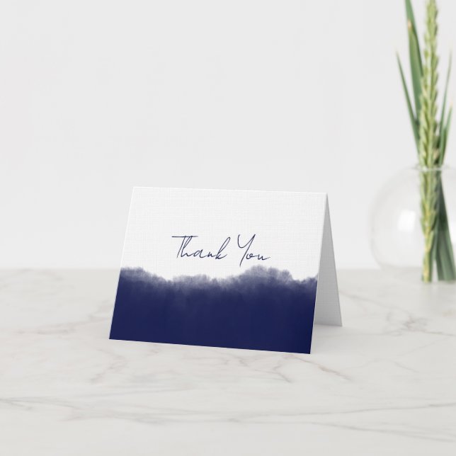 Dark Navy Watercolor Thank You Card (Front)