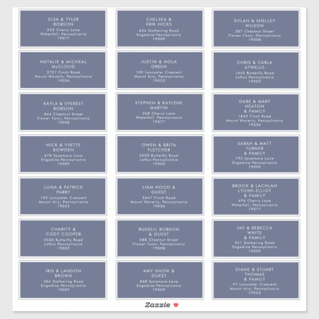 Dark Navy Wedding Guest Address Sticker (Sheet)