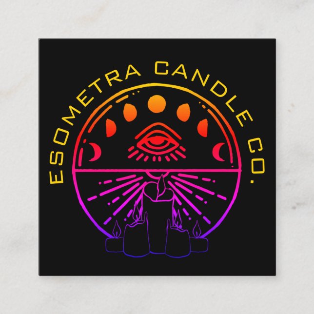 Dark Neon Esoteric Artisan Candle Company Square Business Card (Front)