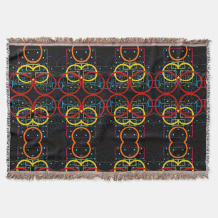 Dark Neon Geometric Floral Fleece Blanket
