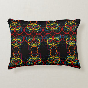 Dark Neon Geometric Floral Fleece Blanket Decorative Cushion