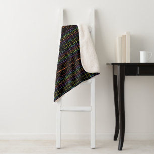 Dark Neon Grid Sherpa Blanket