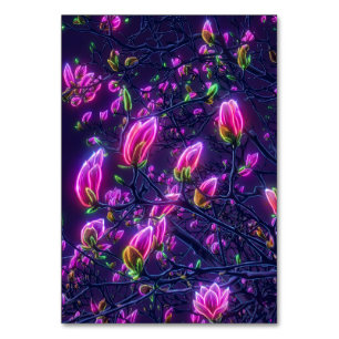 Dark Neon Magnolia Acrylic Sign – Botanical Glowin Table Number