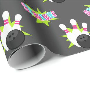 Dark Neon Moonlight Bowling Wrapping Paper