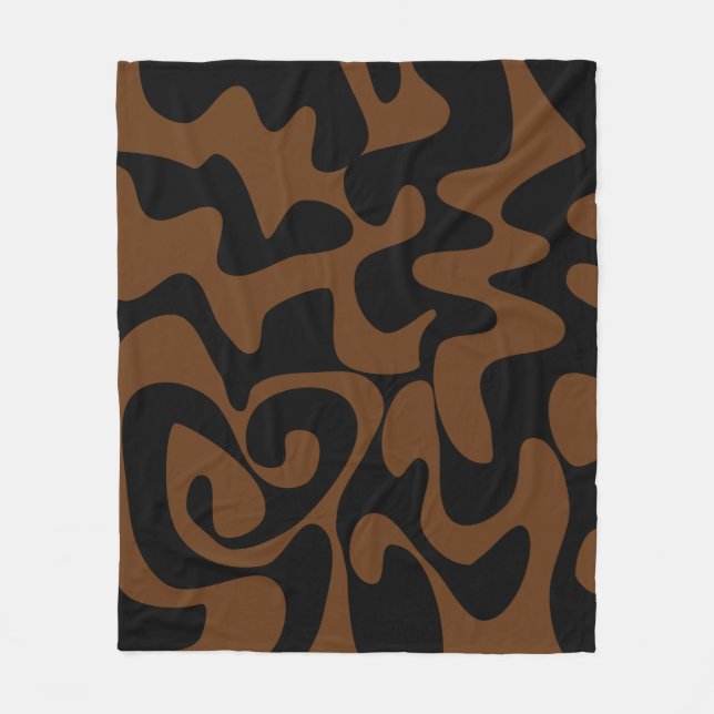 Dark Neutral Chocolate Brown and Black Pattern Fleece Blanket (Front)