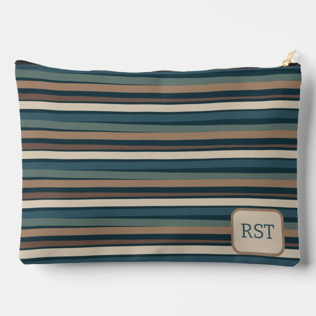 Dark Neutral Stripes Accessory Pouch (Back)