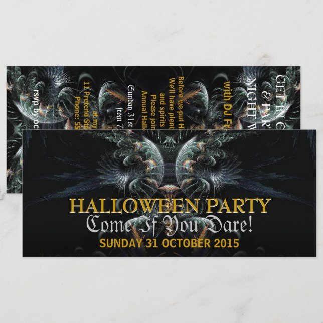 Dark Night Angel Halloween Party Invitation (Front/Back)