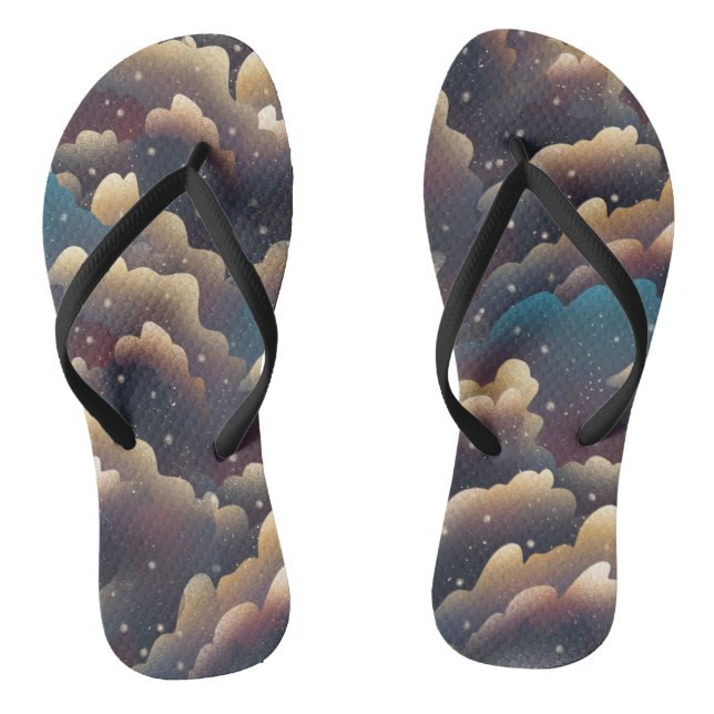 dark night coloral clouds  flip flops (Footbed)