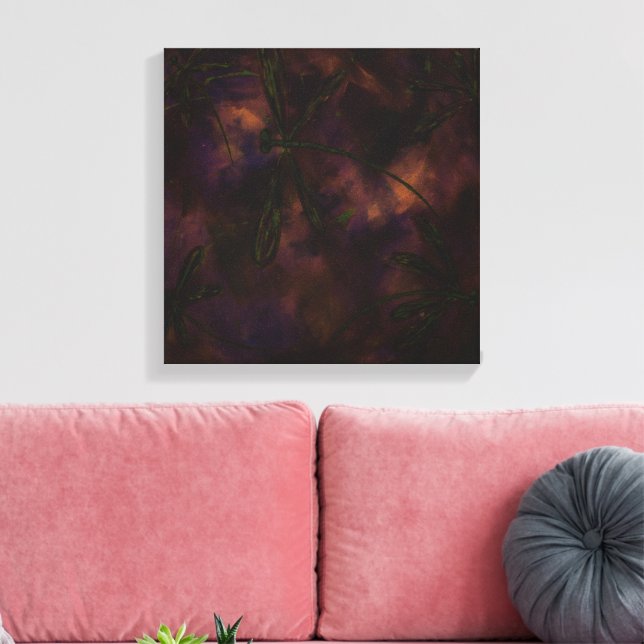 Dark Night Dragonfly Fire Canvas Print (Insitu(LivingRoom))