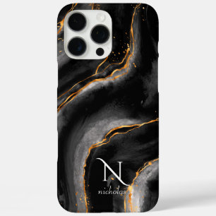 Dark Night Gold Glitter Marble Customisable iPhone 16 Pro Max Case