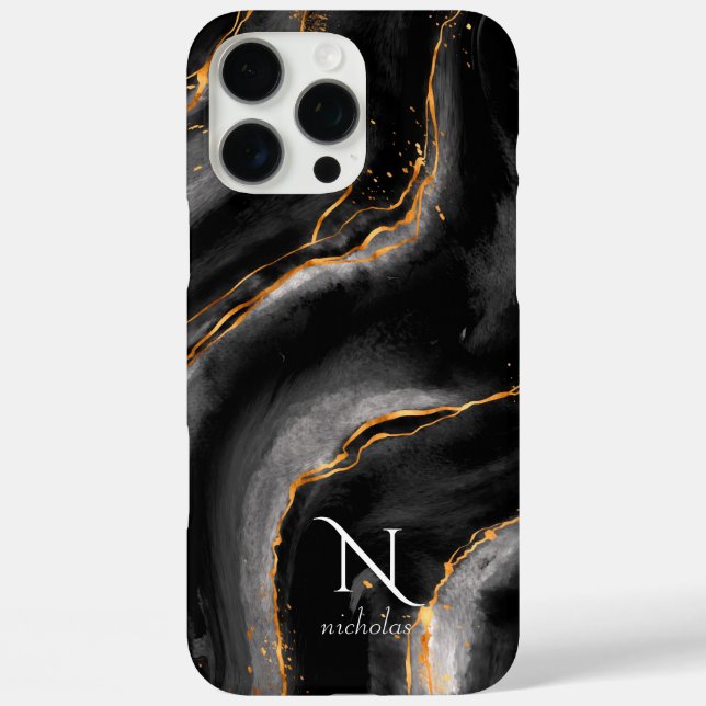 Dark Night Gold Glitter Marble Customisable Case-Mate iPhone Case (Back)