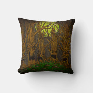 Dark Night Halloween Full Moon Forest Cushion