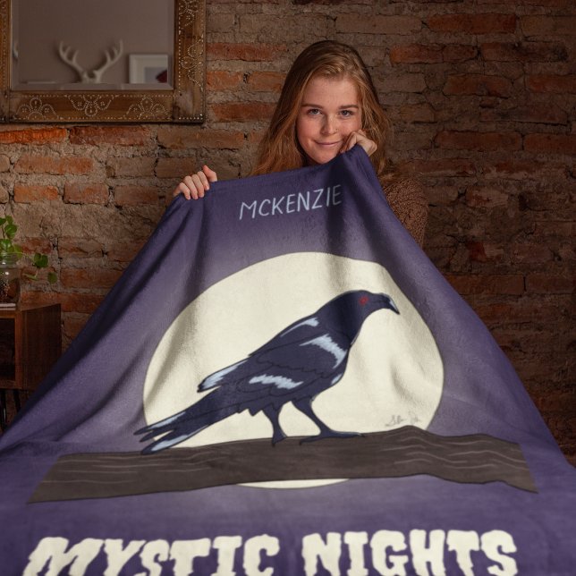 Dark Night Moonlight Malevolent Crow  Fleece Blanket (Creator Uploaded)