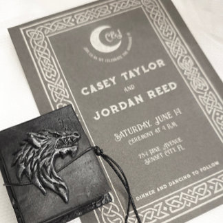 Dark Nordic Viking Moon Wedding Invitation