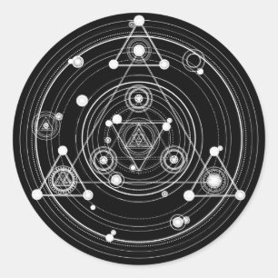 Dark occult style sacred geometry classic round sticker
