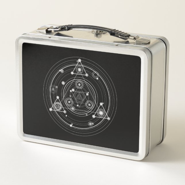 Dark occult style sacred geometry metal lunch box (Back)