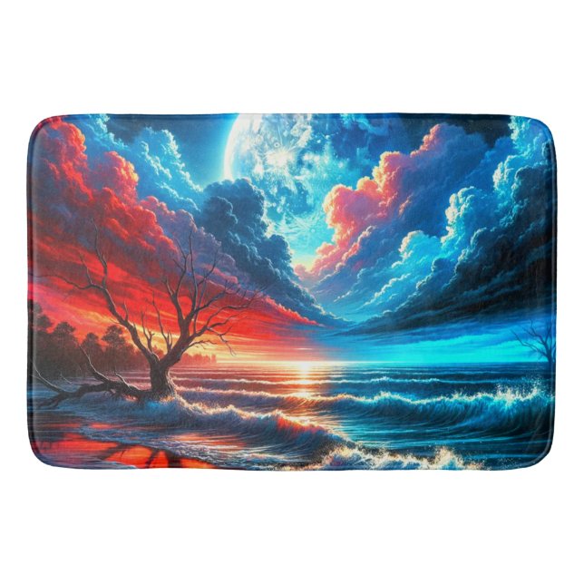 Dark Ocean Scene Bath Mat (Front)