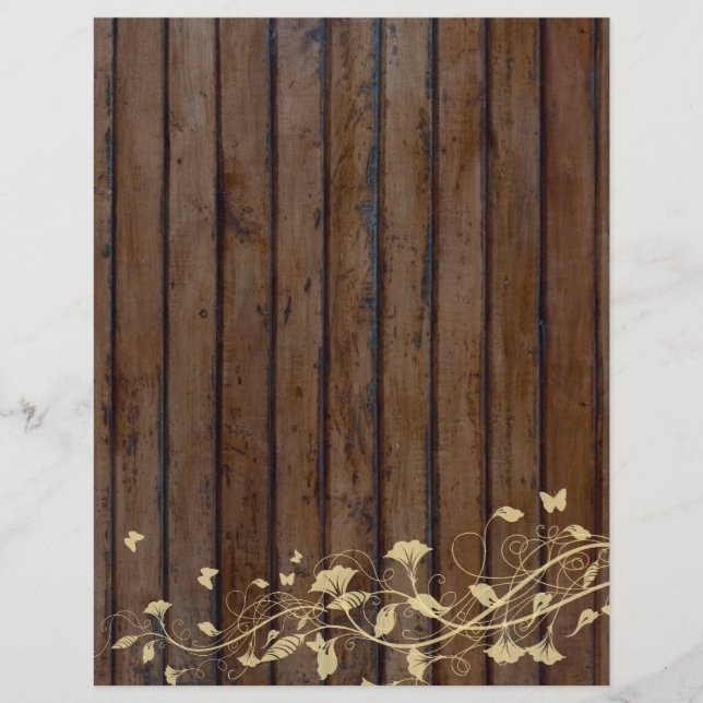 Dark Old Wood Wedding Program (Front)