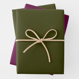 Dark Olive and Dark Magenta Wrapping Paper Sheet