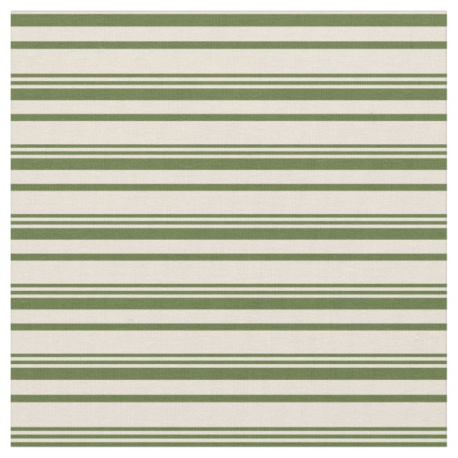 Dark Olive Green and Bisque Coloured Lines Fabric (Close Up)
