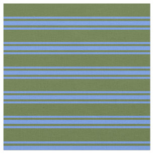 Dark Olive Green and Cornflower Blue Pattern Fabric