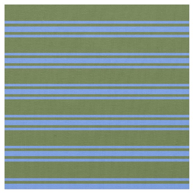 Dark Olive Green and Cornflower Blue Pattern Fabric (Close Up)