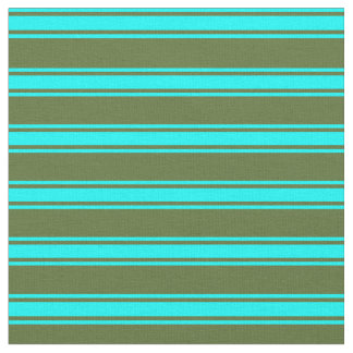 Dark Olive Green and Cyan Lines/Stripes Pattern Fabric