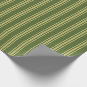 Dark Olive Green and Dark Khaki Striped Pattern Wrapping Paper