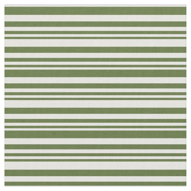 Dark Olive Green and White Lined Pattern Fabric (Close Up)