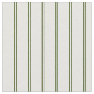 Dark Olive Green and White Lines Pattern Fabric