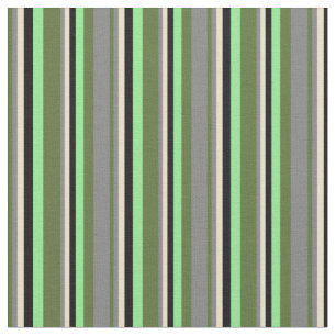 Dark Olive Green, Grey, Tan, Black & Light Green Fabric