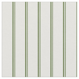 Dark Olive Green & Mint Cream Coloured Lines Fabric