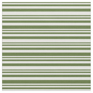 Dark Olive Green & Mint Cream Coloured Lines Fabric