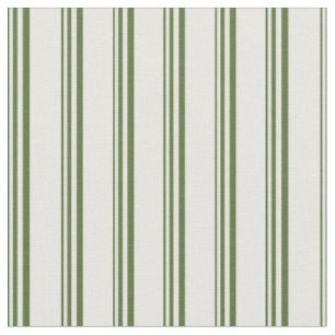 Dark Olive Green & Mint Cream Coloured Stripes Fabric