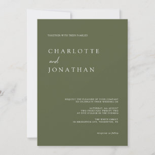 Dark Olive Green Modern Elegant Wedding Invitation