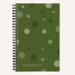Dark Olive Green Pop Dots Spiral Bound Notebook