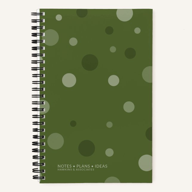 Dark Olive Green Pop Dots Spiral Bound Notebook (Front)