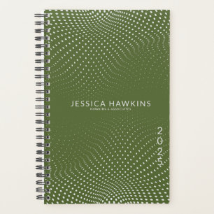 Dark Olive Green Pop Dots Year Weekly Planner