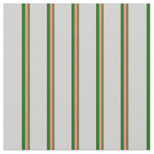 Dark Olive Green, Salmon, Dark Green & Light Grey Fabric