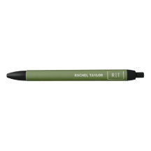 Dark Olive Green Simple Modern Monogram