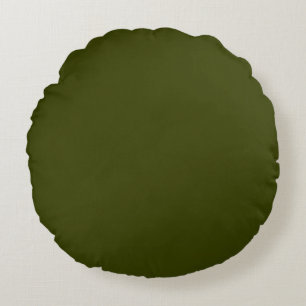 Dark olive green solid color round cushion