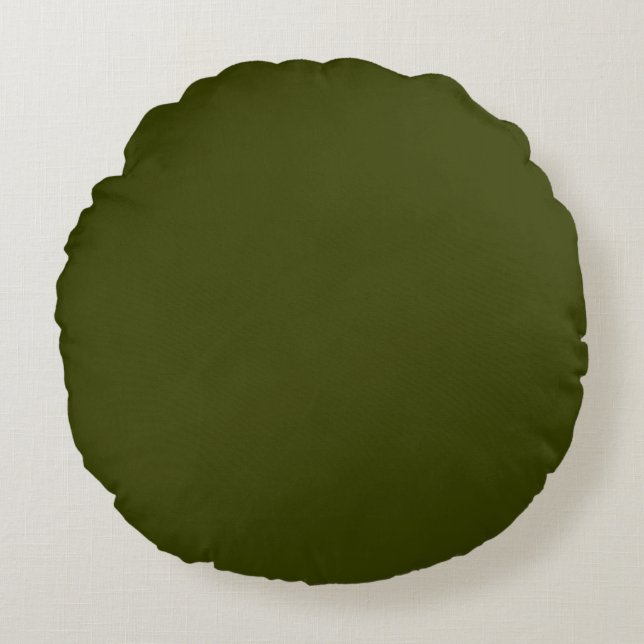 Dark olive green solid color round cushion (Front)