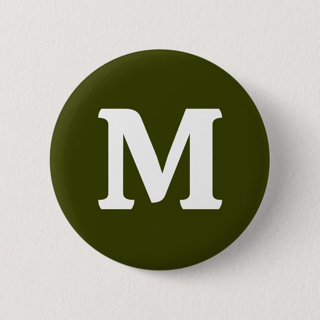 Dark olive green solid colour 6 cm round badge (Front)